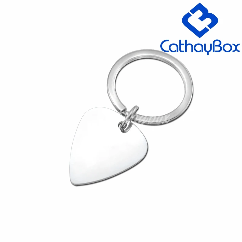 Персонализированные из нержавеющей стали гитары выбрать пустой Dog Tag выгравировать фото имя Шарм брелок кулон W/SS цепи 50 см - Окраска металла: Silver Key Chain