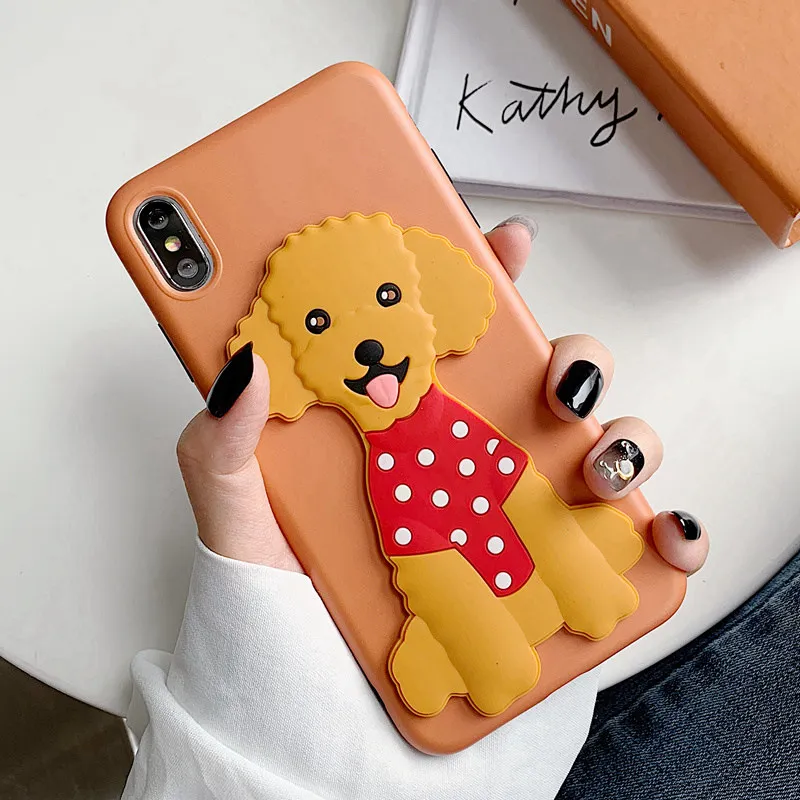 3D чехол с изображением бульдога Bichon пуделя для iPhone 7 6 6S 8 Plus X XS XR XS Max мягкая задняя крышка с подставкой для питомца собаки защитный чехол из ТПУ