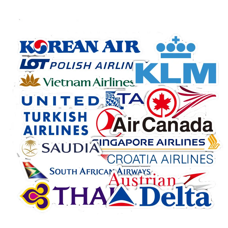 52 шт./лот авиакомпания авиация путешествия логотип разный стиль ПВХ наклейки