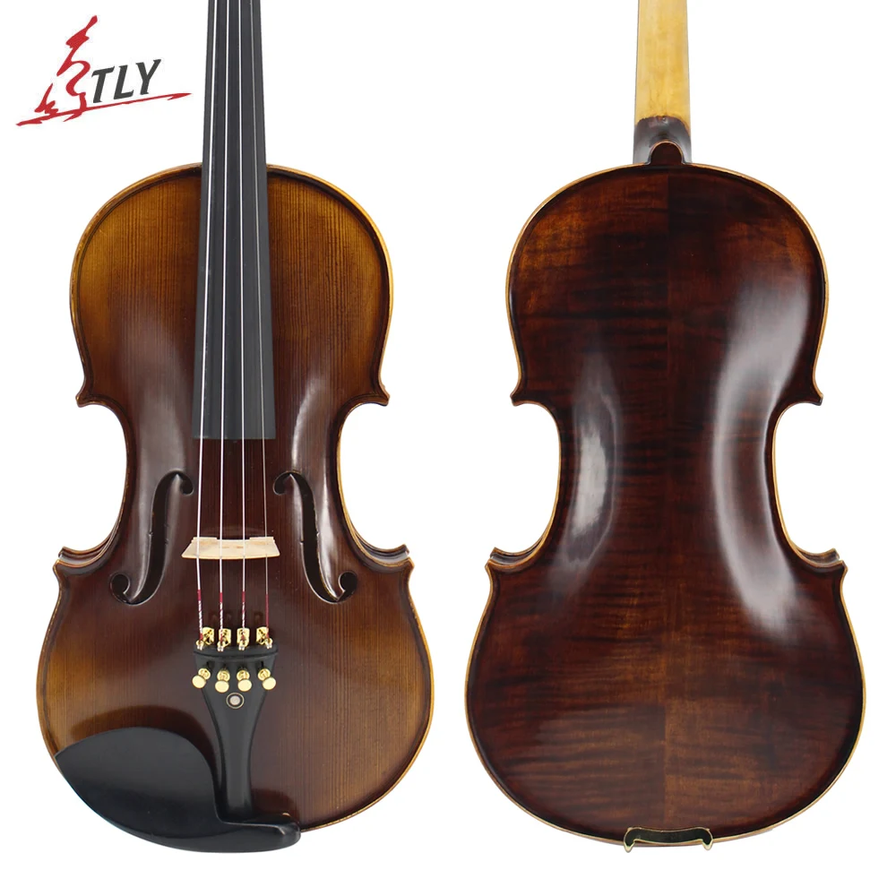 

TLY Master Handmade Antique Violin Nature Flamed Maple Acoustic Violin Full Size 1/4,1/2,3/4,4/4 Ebony Parts w/ Case Bow Rosin
