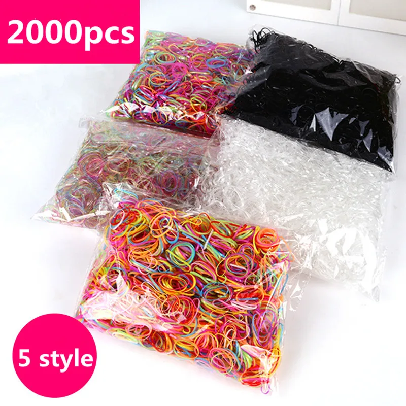 2000 штук упак. резиновая Веревка Держатель для хвоста эластичные резинки волос
