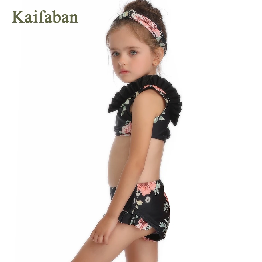 Kawaii/купальник бикини с высокой талией и принтом в стиле ретро для девочек