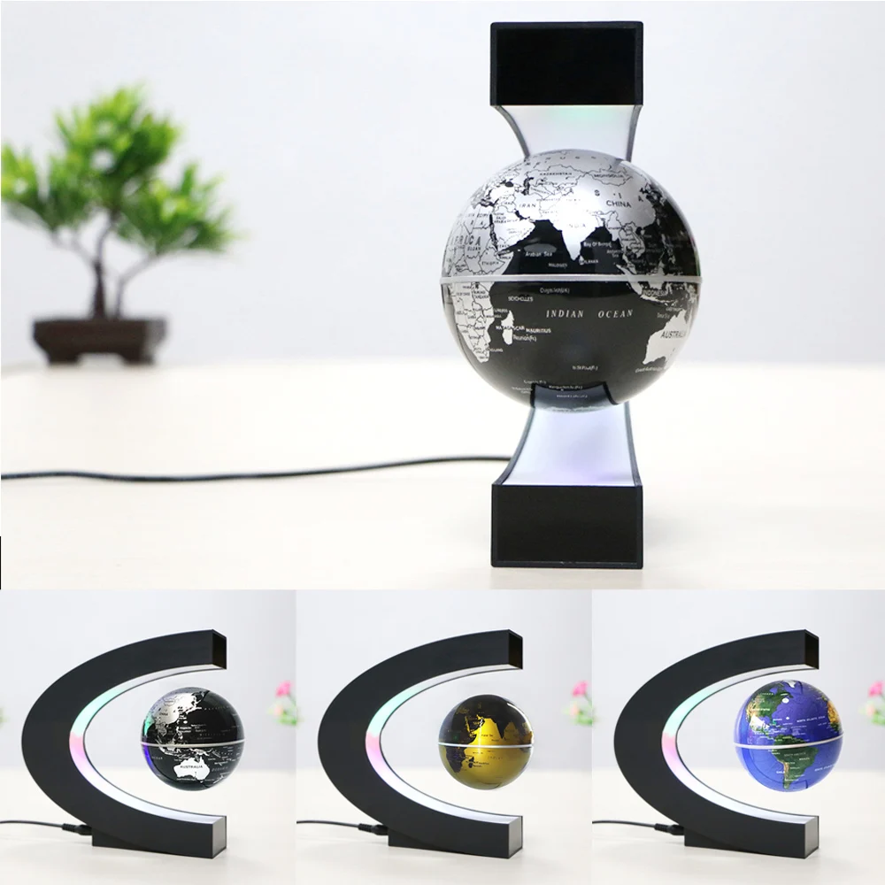 Behogar для мужчин магнитная левитация Плавающий глобус Карта мира w/LED C Форма база
