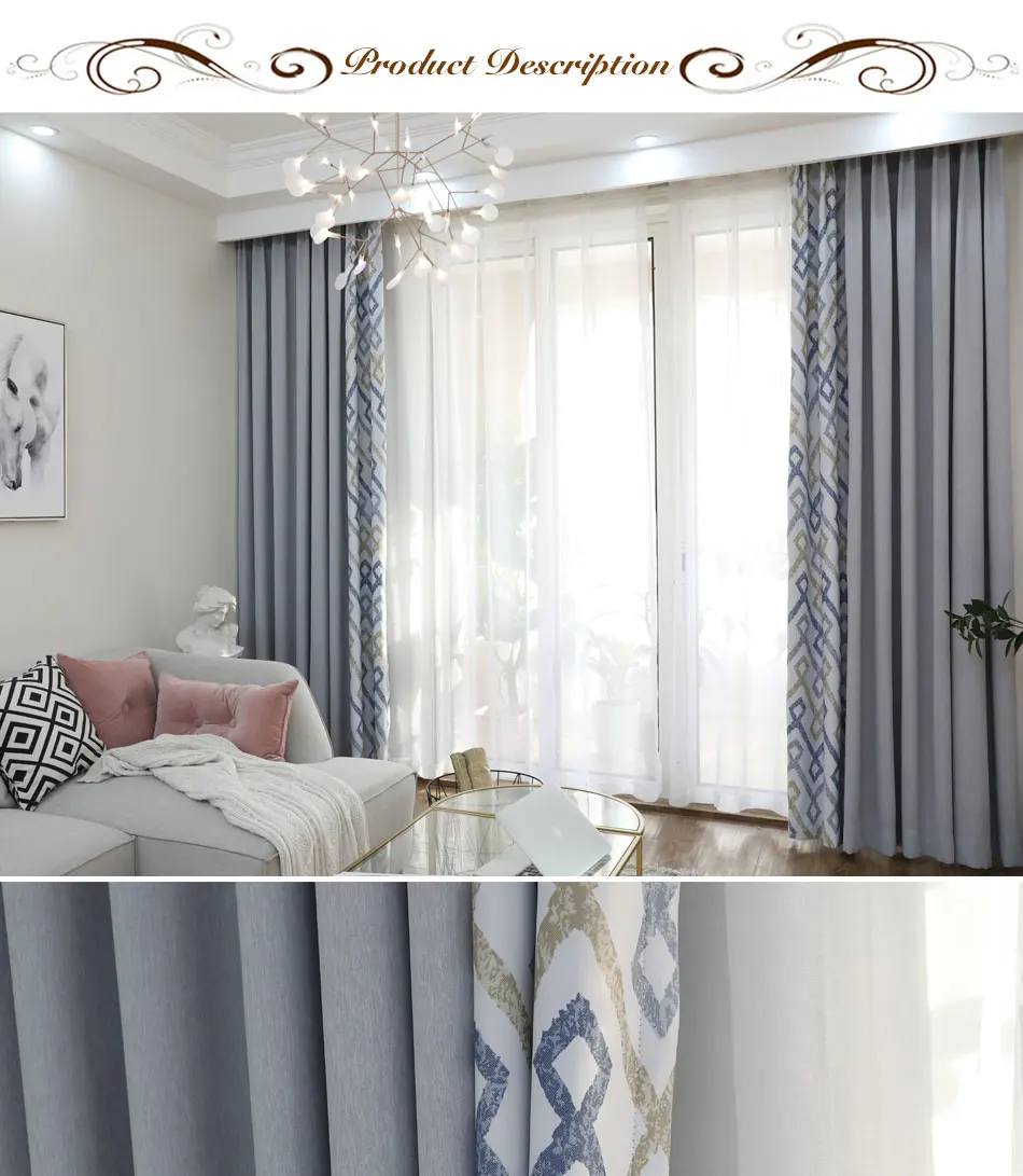 DSinterior 70-затенение 75% Современная Затемняющая штора для гостиной окна на заказ