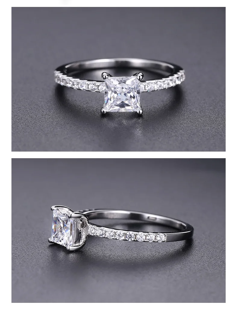 Gem's Ballet 1.49Ct обручальное кольцо принцессы с кубическим цирконием для женщин, 925 пробы, серебряное, белое, CZ кольцо, хорошее ювелирное изделие