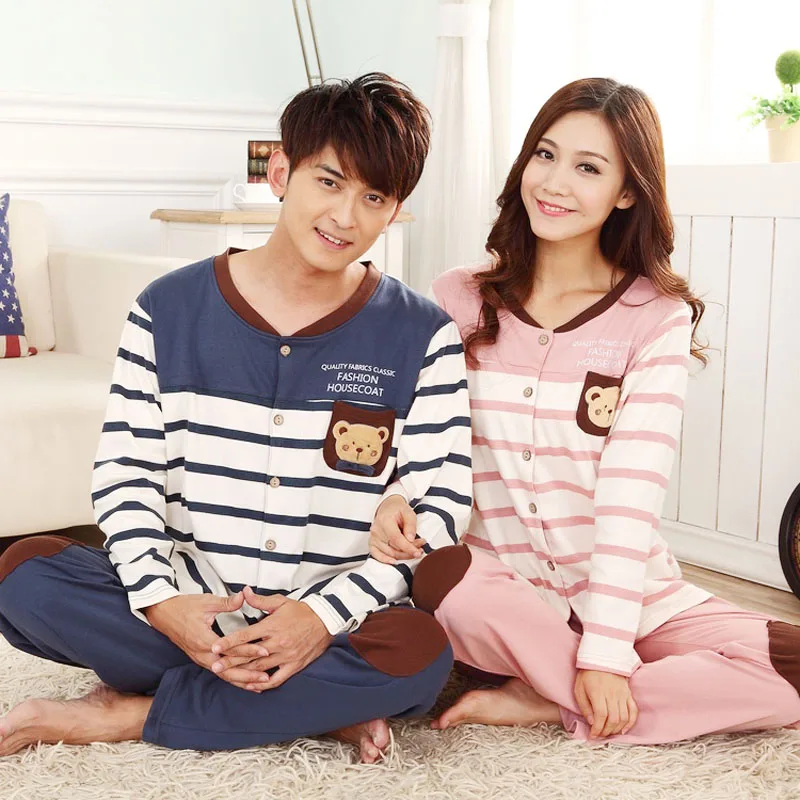 Couples Pajamas cotton plus velvet warm long - sleeved suit casual relaxed home service nightclothes free shipping | Женская одежда