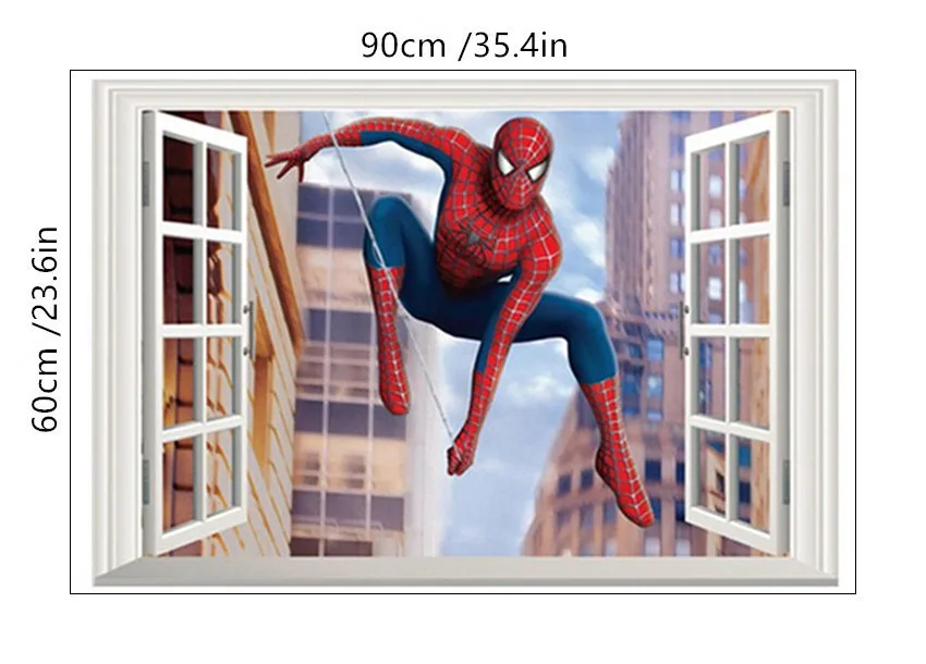 ZG3055 Фильм Мстители постер Супер Герои 3d поддельные окна стены художественные виниловые наклейки для детской комнаты украшения marvel обои 90*60 см - Цвет: ZG3055