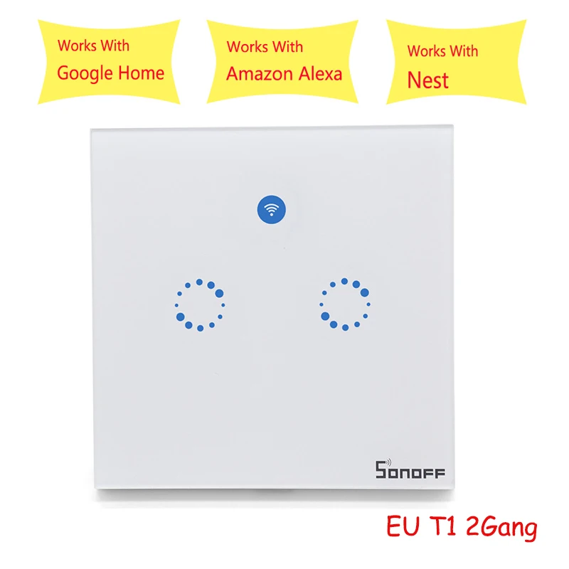 Sonoff T1 ЕС умный Wi-Fi настенный сенсорный светильник 1/2 банда сенсорный/Wifi/433 RF/APP пульт дистанционного управления умный дом работа с Google