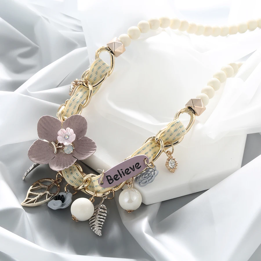 Ожерелье RAVIMOUR Maxi Believe женское модное колье с искусственным жемчугом цветочным