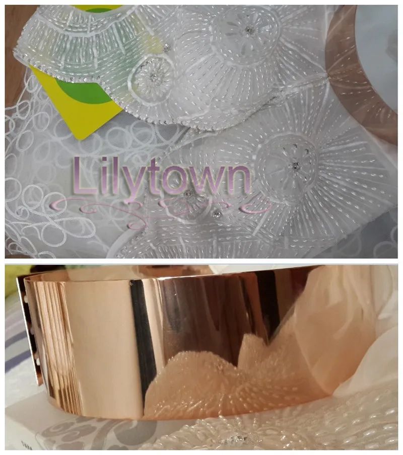 Шифоновые Свадебные платья с глубоким V образным вырезом вышивкой и золотым