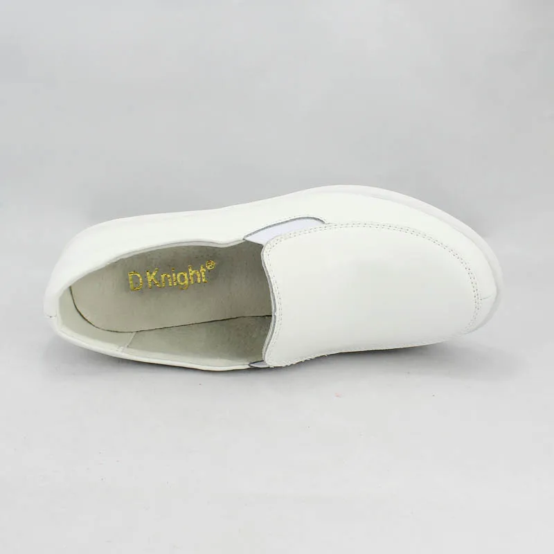 New Genuine Leather Women White Nurse Shoes Ladies Casual Platform Flats Comfortable Massage For Doctor Work | Обувь