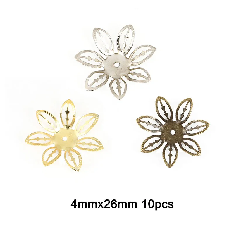 4mmx26mm 10 шт. лунные филигранные цветочные обертки античная бронза металлические поделки Разъемы для DIY украшения Драгоценности для скрапбукинга аксессуары - Color: 4mmx26mm