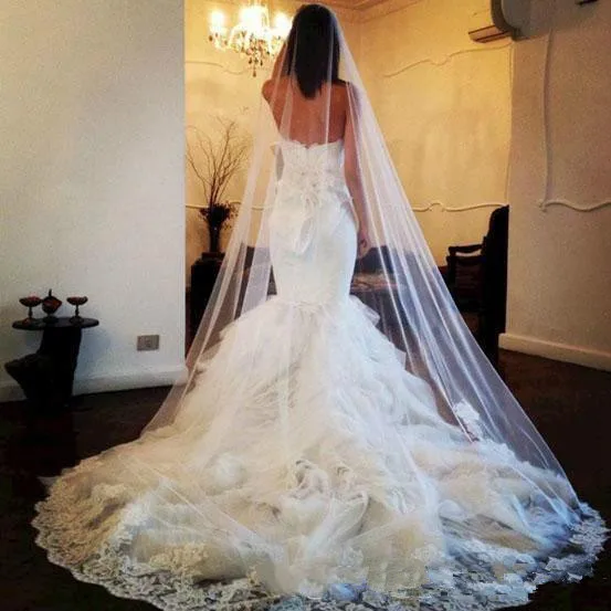 KSD572 Оборками Свадебное Платье С Длинным Шлейфом 2017 Белый Милая Рукавов Русалка