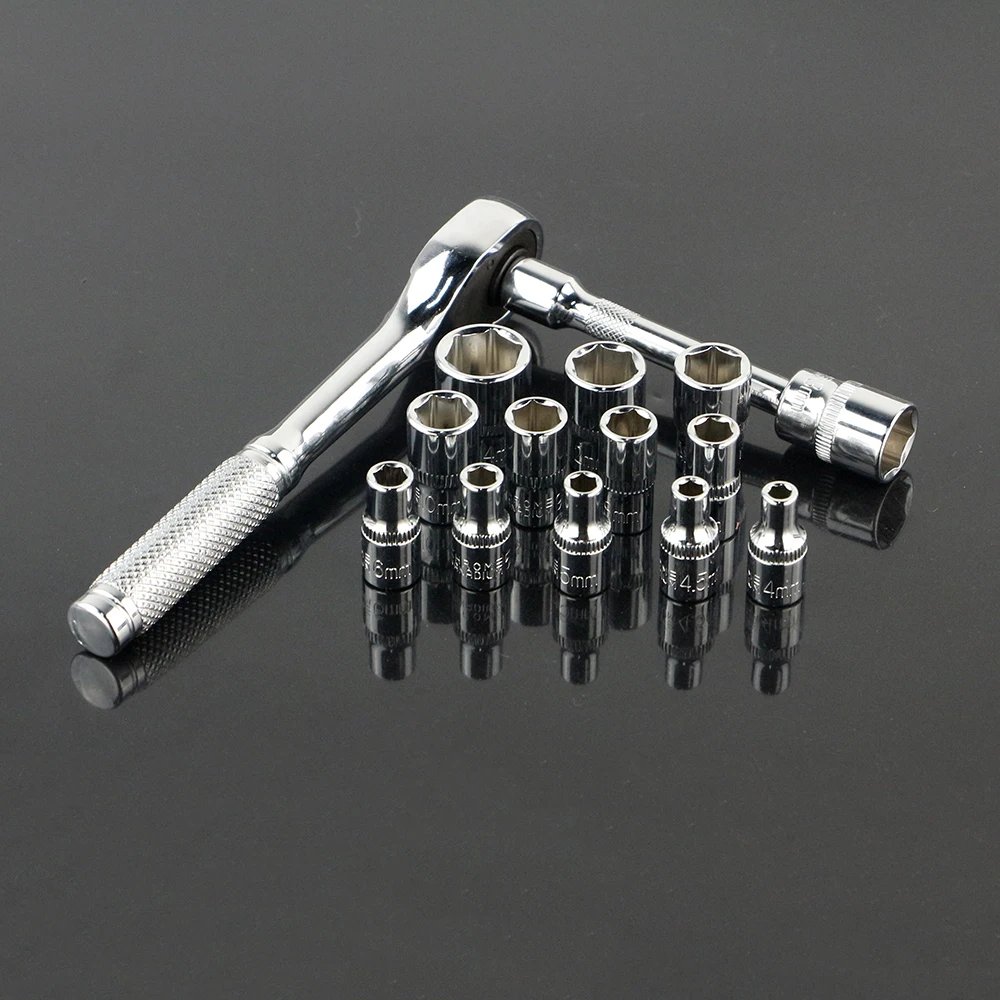 Xkai 12 15 шт. 1/4 &quot4 13 мм разъем Гаечные ключи головкой метрическая Набор торцевых