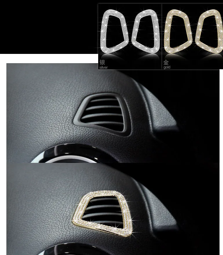 

2 pcs Car Front dashboard air conditioner outlet vent Trims frame sticker For Mercedes Benz E class W213 Class 2016-2017