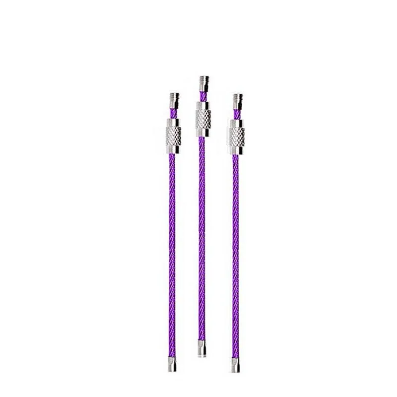 Purple 10 шт. красочные проволоки из нержавеющей стали брелок карабин круг Веревка кабель петля Открытый Отдых Туризм винт Блокировка Брелок - Цвет: Purple