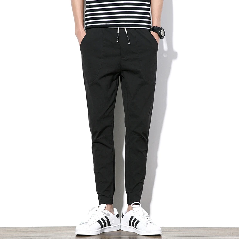 M-5XL! 2017 летние тонкие однотонные повседневные брюки длиной до щиколотки узкие