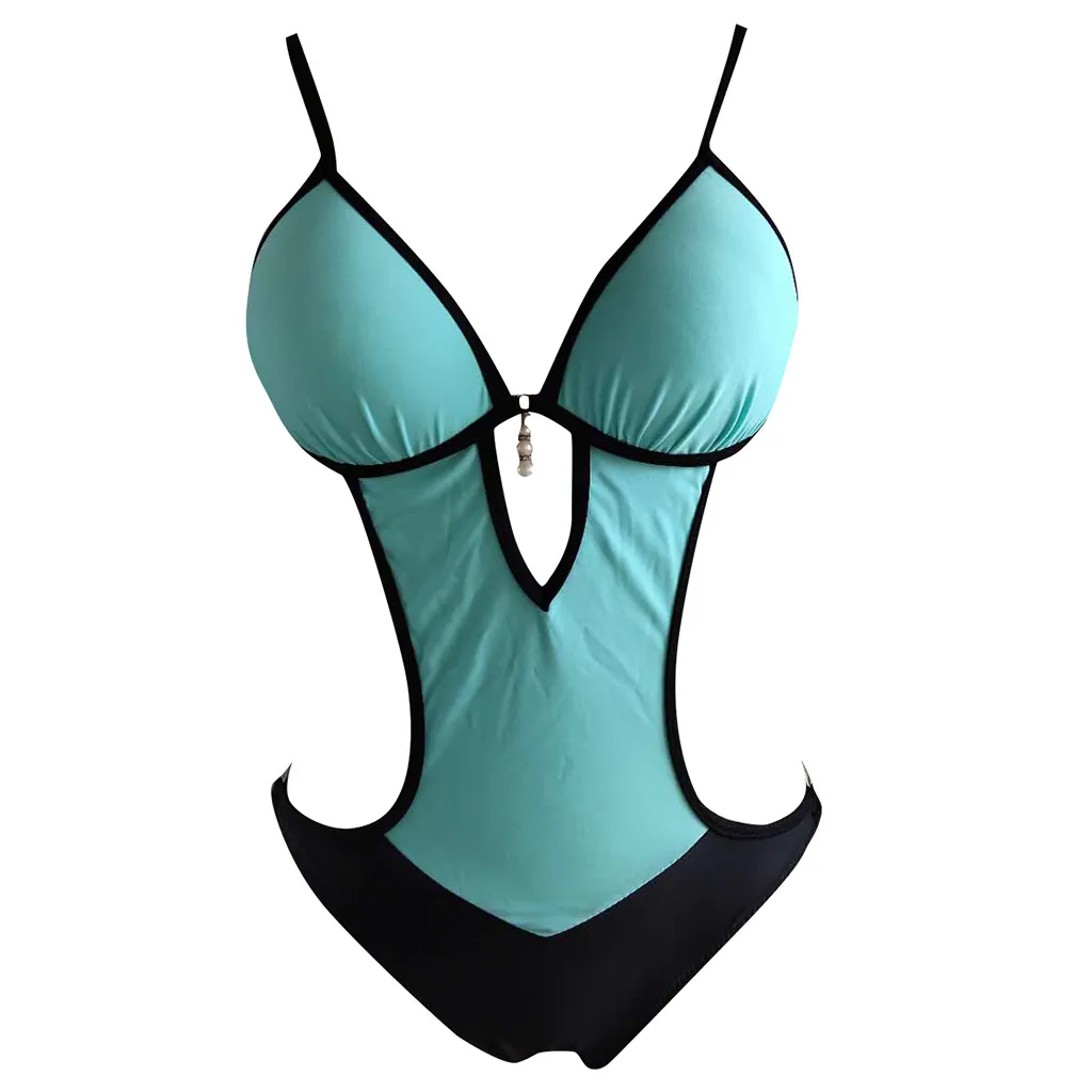 Женский купальник бикини Chamsgend однотонный с кулоном из жемчуга высокой талией и