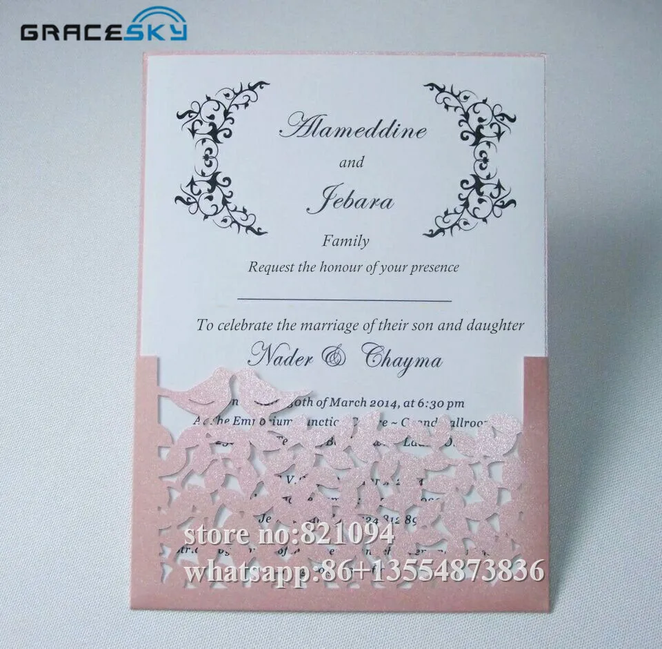 50 шт. бесплатная доставка Элегантные карманные Пригласительные открытки в виде