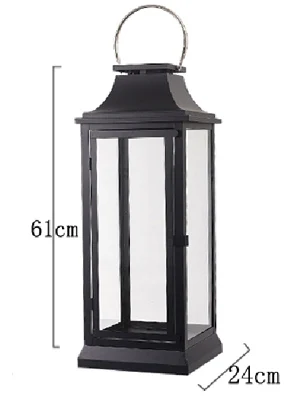 L Black highly 61cm Классический металлический подсвечник большого размера, декоративные подсвечники, железный стеклянный подсвечник, подсвечник для дома, вечерние, свадебные украшения - Цвет: L Black highly 61cm