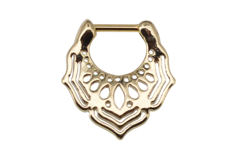 Тело панк Золотое кольцо в нос Перегородка пирсинг кликер обруч Мандала Feminino Daith шпилька для носа SPT 004
