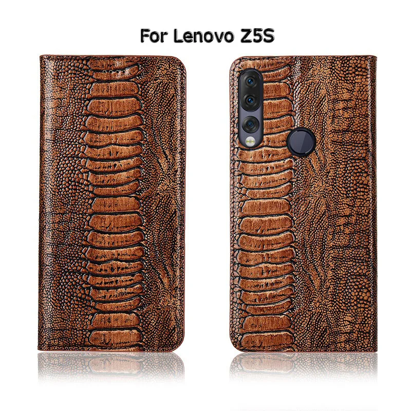 Роскошные Страус ног подставка для зерна флип чехол для lenovo Z5 Z5s Pro крышка из натуральной яловой кожи чехол для телефона