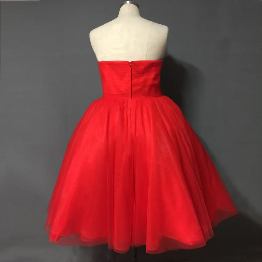 Реальное изображение Высокое качество Горячий красный бальное платье на