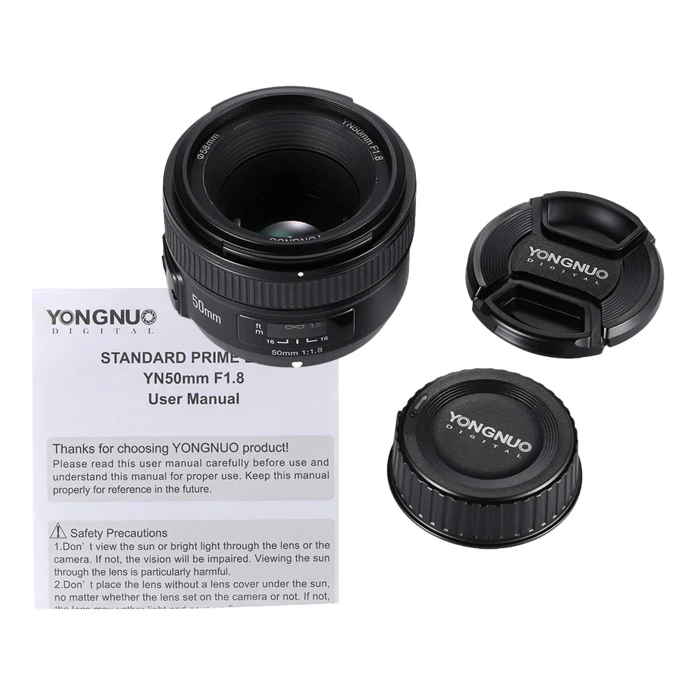 YONGNUO YN 50 мм YN50mm F1.8 Большая диафрагма Авто Фокус объектив для Nikon D800 D300 D700 D3200 D3300 D5100