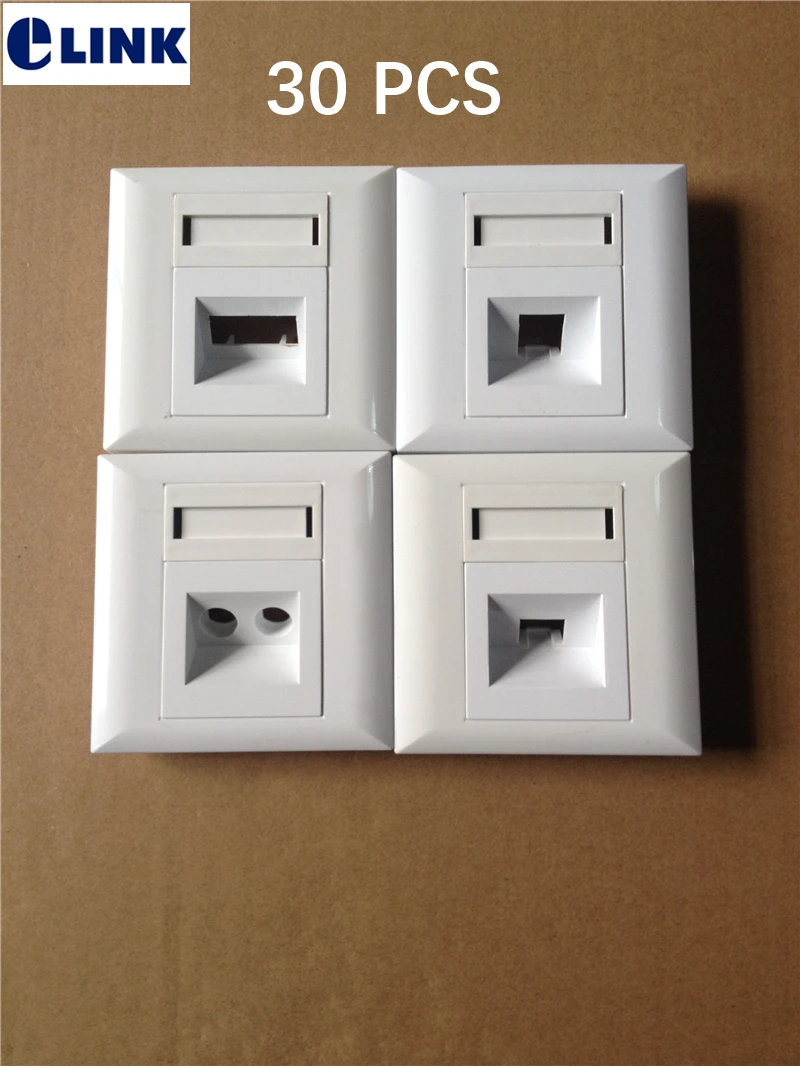 30 PCS LC SC faceplate without adapter SM MM ftth SX DX white color ABS Wall outlet 2 core 1core fiber optical face plate 86