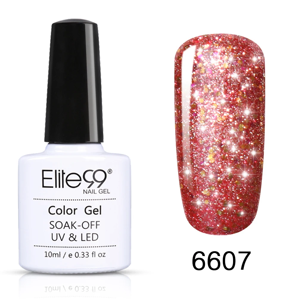 6607 Elite99 10 мл Звездный Гель-лак для ногтей Супер Bling Soak Off UV лампа Гель-лак Блеск Гель-лак маникюр лак для ногтей - Цвет: 6607