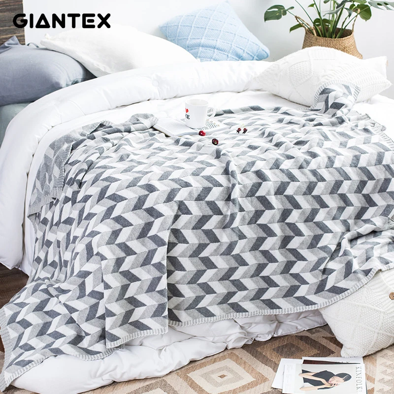 GIANTEX хлопок вязаный плед зима нордический плед для Кровати Покрывало для взрослых на кровать диван manta mantas de cama koc deken