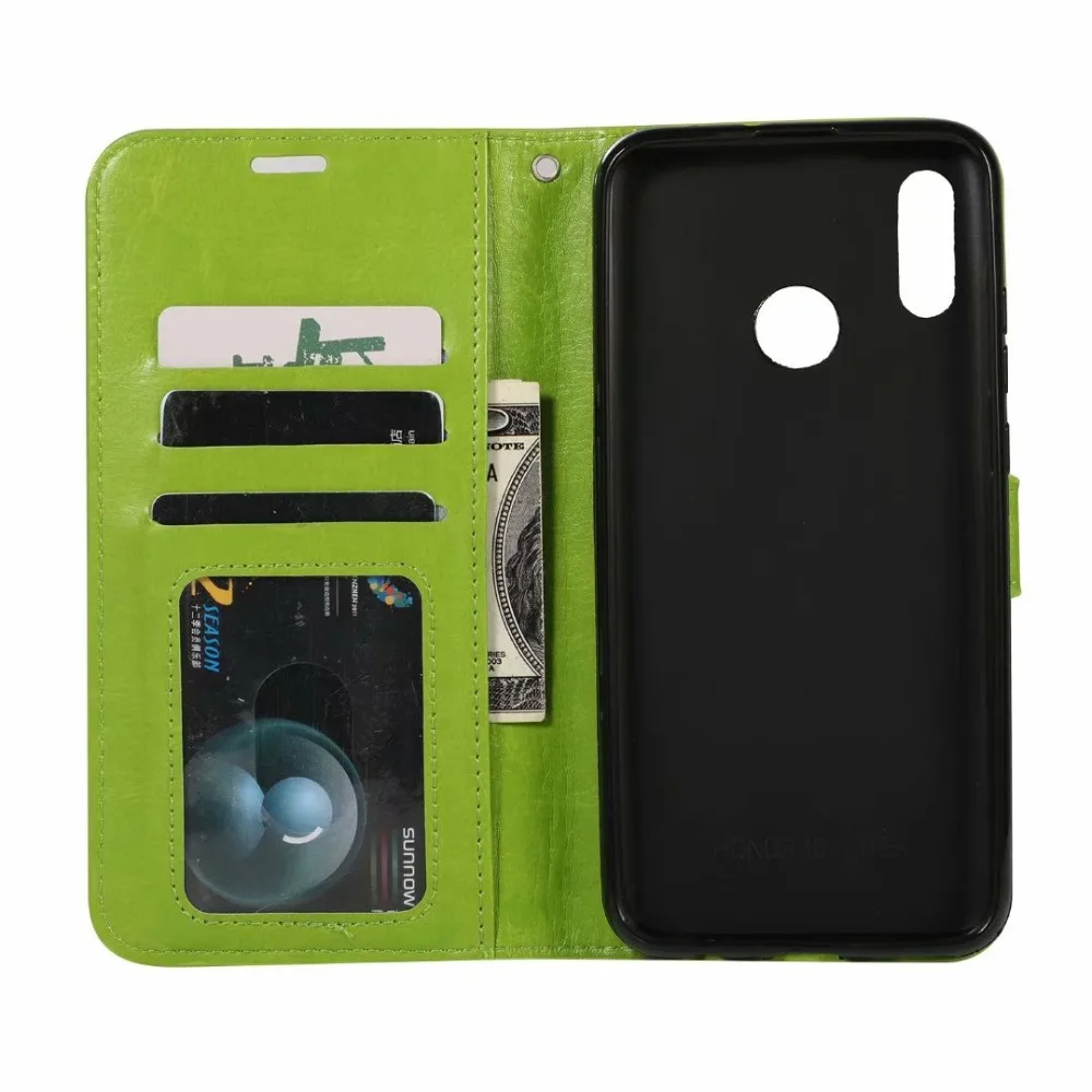 10pcs/lot Soft TPU + PU Leather Crazy Horse Wallet Case For huawei Y6 2019 Y7 Enjoy 9 Y9 PLUS | Мобильные телефоны и