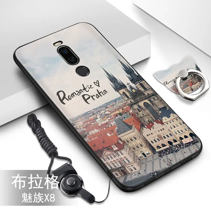 Чехол для Meizu X8, 22 цвета, популярный HD узор, ТПУ, мягкий силиконовый чехол, чехол для Meizu X8, чехол с кольцом brack# VA Funds