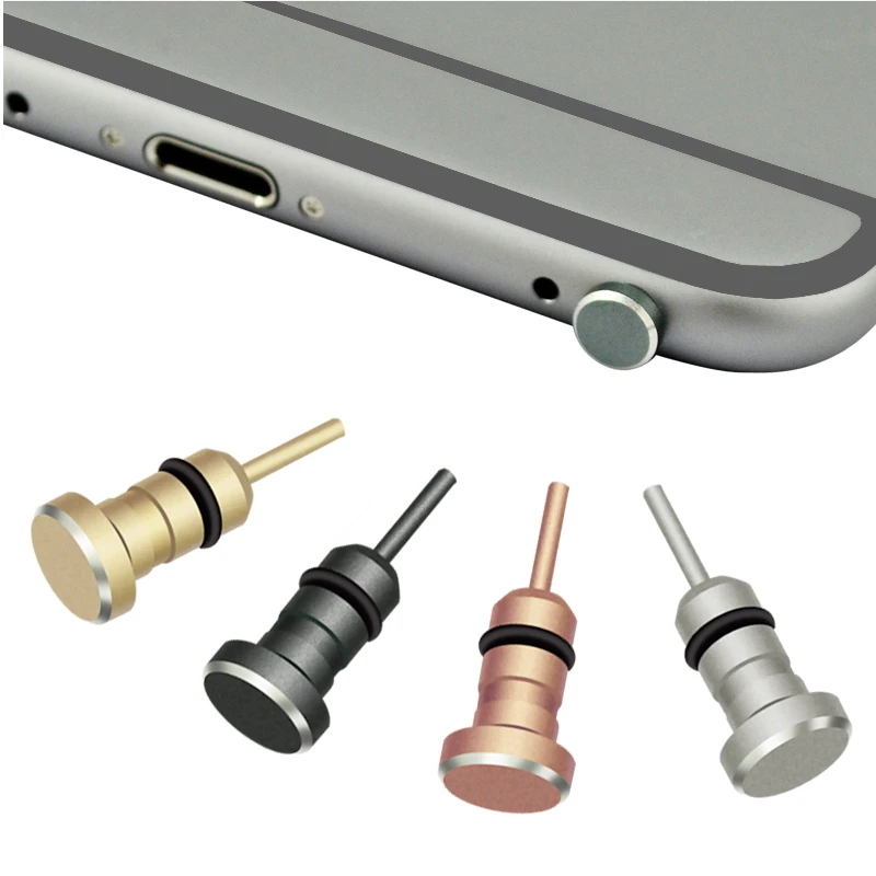 Metal Phone 2 in 1 Sim Card Tray Eject Pin Tool &amp 3.5mm Earphone Jack Dust Plug Dustproof Cap Gadget For iPhone 66s 5s xiaomi#15 |