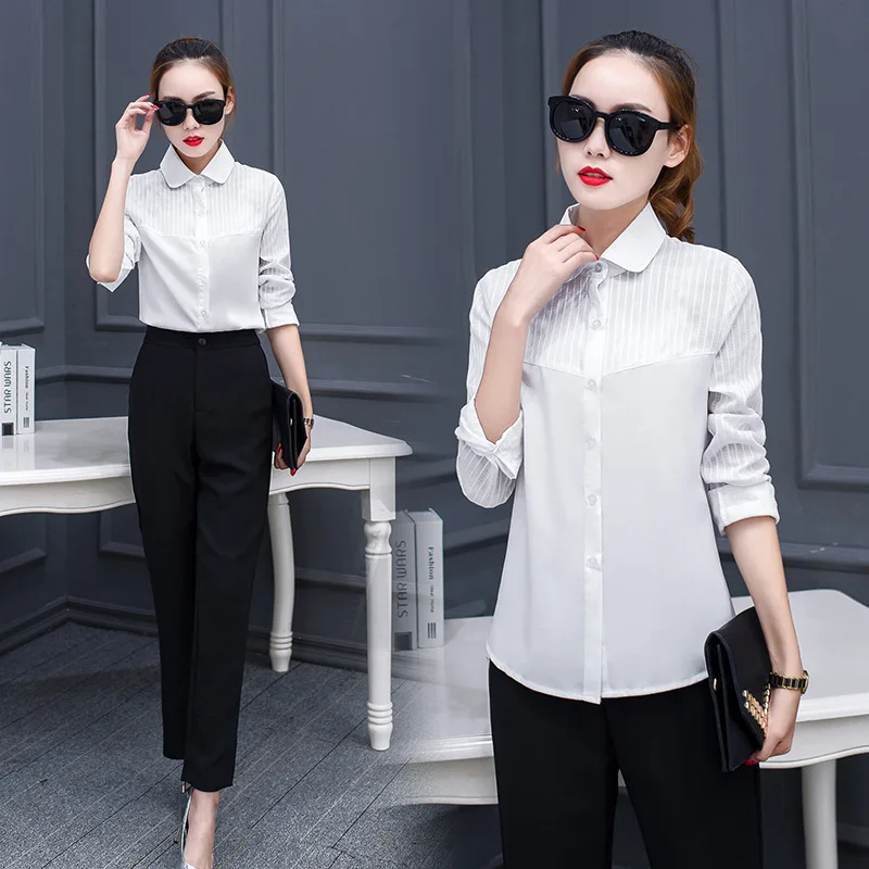 Русская мода Новинка 2019 Женская белая рубашка с длинным рукавом модная Рабочая