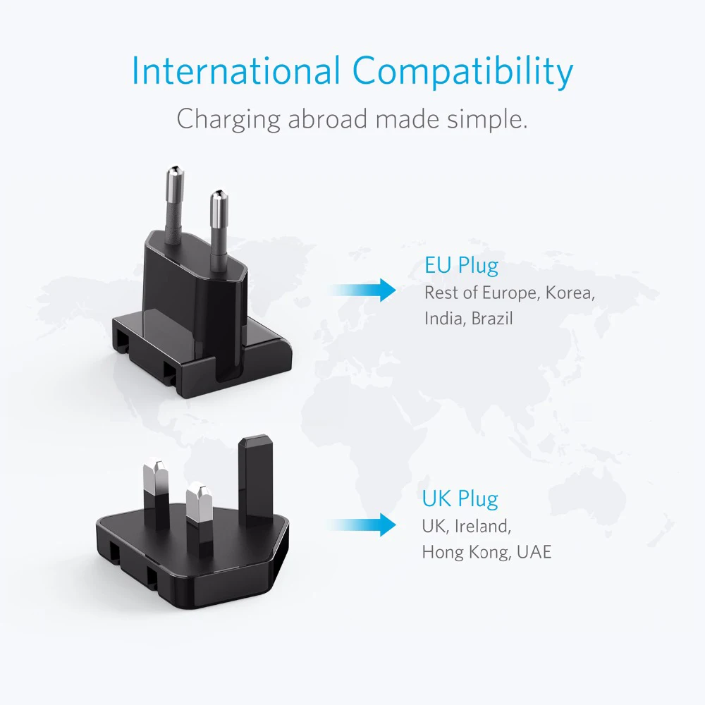 27 Вт 4 портовый USB настенное зарядное устройство PowerPort Lite со сменными Великой