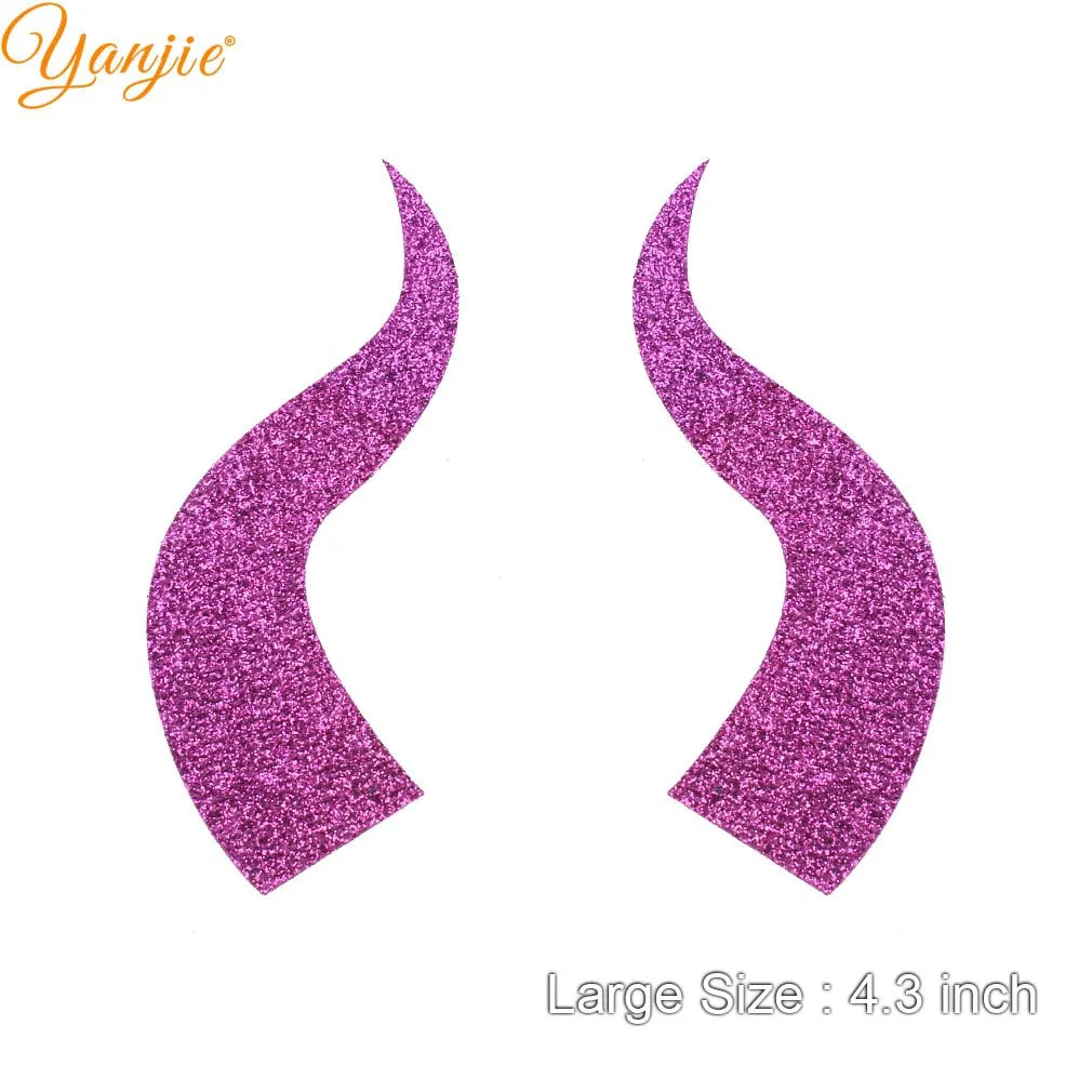 large-purple 10pairs/lot Glitter Felt Devil Horn For Girls Women Headband Hot Sale Halloween Party Kids Hair Bow DIY Hair Accessories - Цвет: large-purple