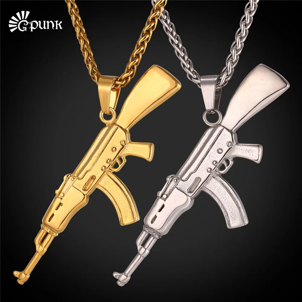 AK47 винтовка ожерелье для мужчин ювелирные изделия из нержавеющей стали