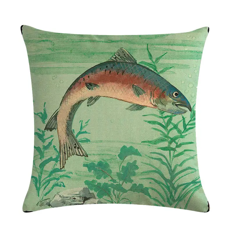 Luya рыба подушка чехол для морской жизни наволочка подушки из льна и хлопка 45*45 см