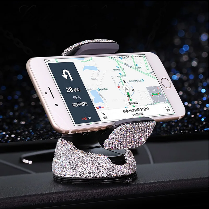 crystal rhinestones 360 degree car phone holder for car dashboard auto windows and air vent universal car mobile phone holder free global shipping