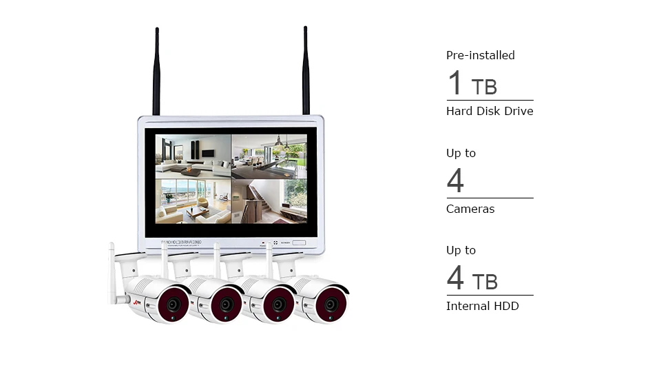 ANRAN 4CH Wifi CCTV камера 1" ЖК NVR комплект 1080P HD ночное видение наблюдения IP камера наружная камера безопасности