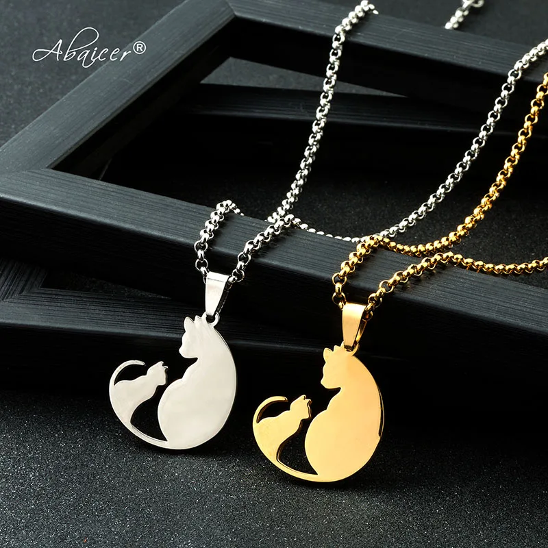

Abaicer - Cat Mommy and Baby Jewelry Necklaces & Pendants Stainless Steel