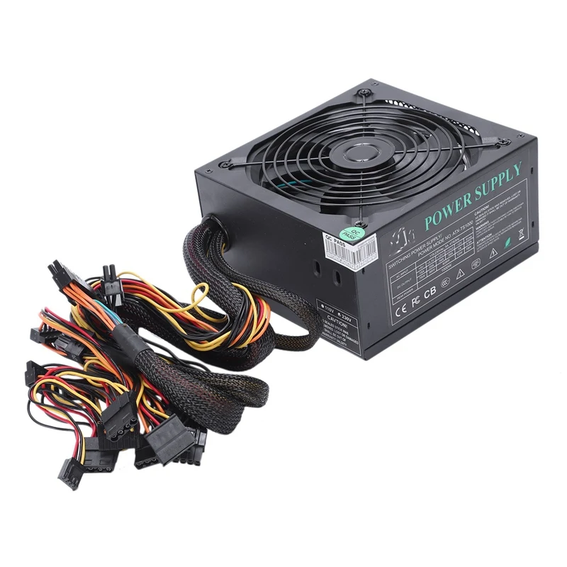 165 260 В Макс 1000 Вт блок питания Psu Pfc 14 см бесшумный вентилятор 24Pin 12В ПК компьютер Sata