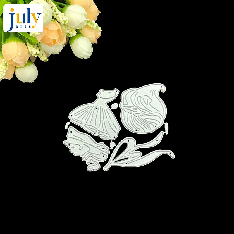 Julyarts Girl Flower Dress Metal Cutting Dies Scrapbooking Stencils Photo Album Decor Paper Card Making | Дом и сад