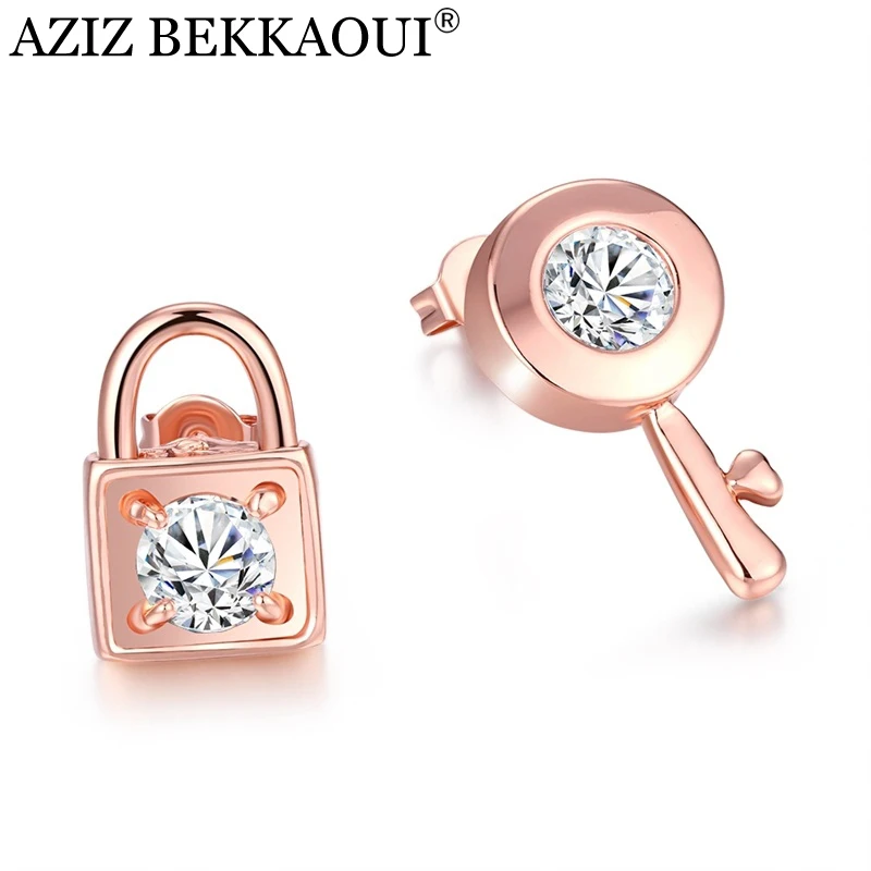 Женские серьги гвоздики известного бренда розового золота с кубическим