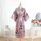 Шелковый Атласный Свадебный халат BZEL для невесты, подружки невесты, Цветочный халат, длинное кимоно, халат, ночнушка, банный халат, модный халат, пижама