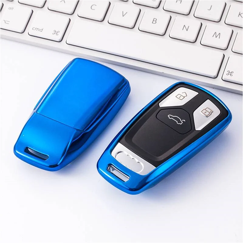 B-Blue Разноцветный чехол из мягкого ТПУ для защиты Автомобильный Брелок дистанционного управления с ключом чехол Чехол для Audi A4L A4 B9 Q5 Q7 TT TTS TFSI A5 S5 8S - Название цвета: B-Blue
