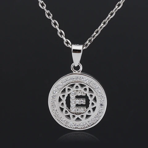 Кулон с буквой Е из серебра 925 пробы с прозрачным кубическим цирконием, ожерелье-цепочка, модные ювелирные украшения для женщин и девушек