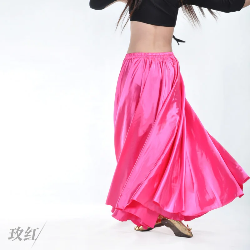 Wholesale Satin Belly Dance Skirt for Women Cheap Belly Dancing Costume Skirts on Sale Women Dance Dress LD010 - Цвет: Rose Red