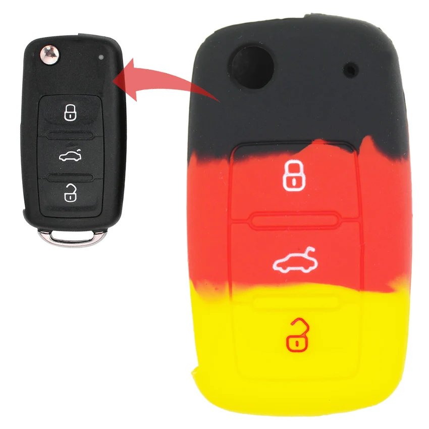 Чехол для автомобильного ключа с 3 кнопками и флагом Германии чехол VW Volkswagen polo passat